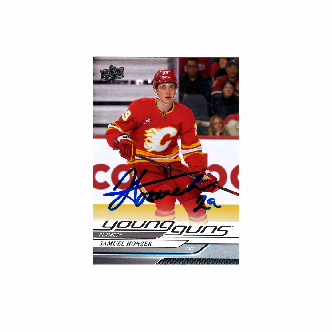 Sam Honzek Autographed Calgary Flames Young Guns Hockey Card