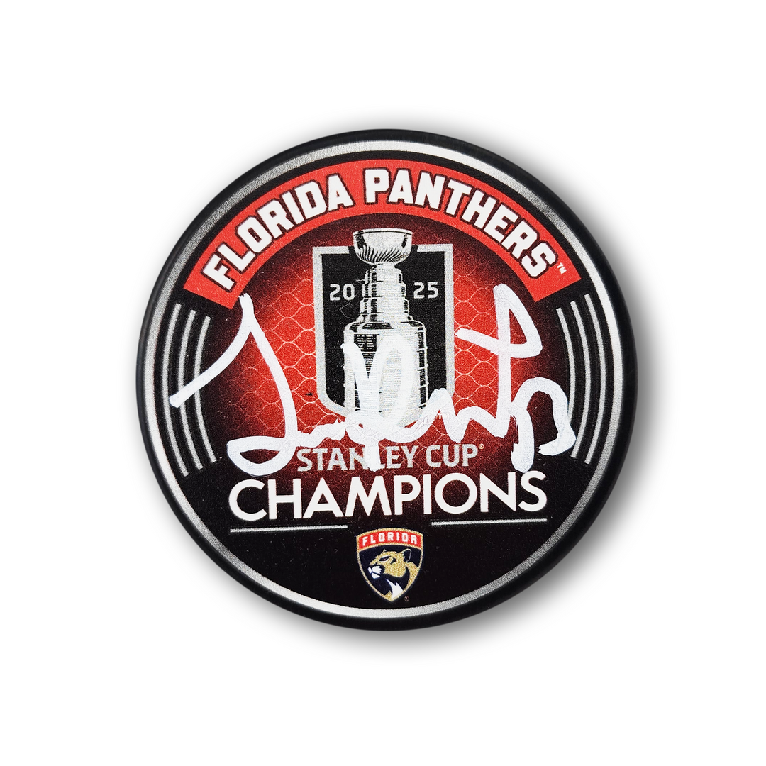 Sam Reinhart Autographed Florida Panthers 2025 Stanley Cup Hockey Puck