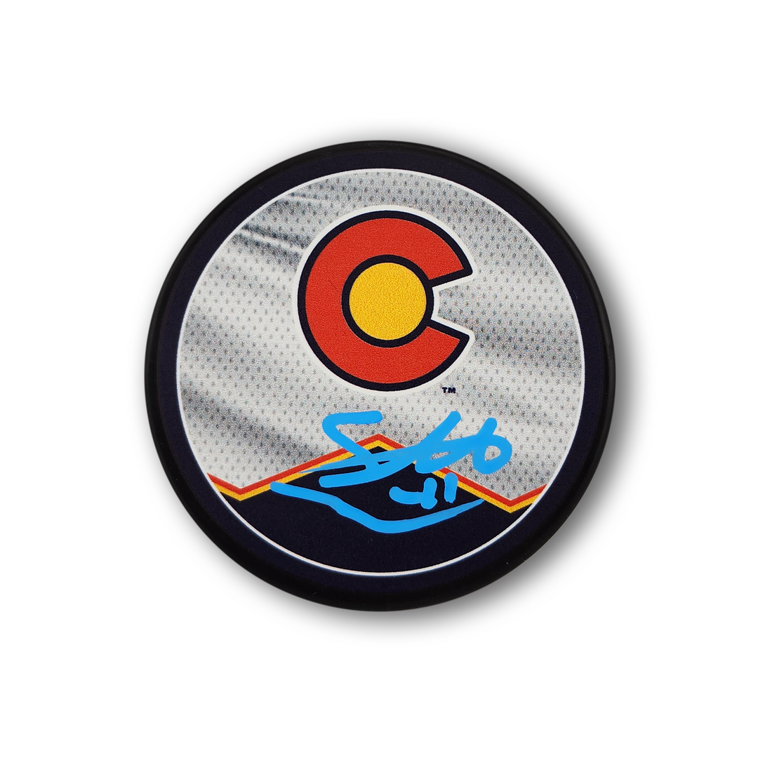 Scott Wedgewood Autographed Colorado Avalanche Reverse Retro Hockey Puck
