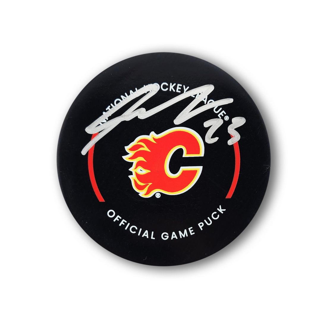 Sean Monahan Autographed Calgary Flames Official Hockey Puck