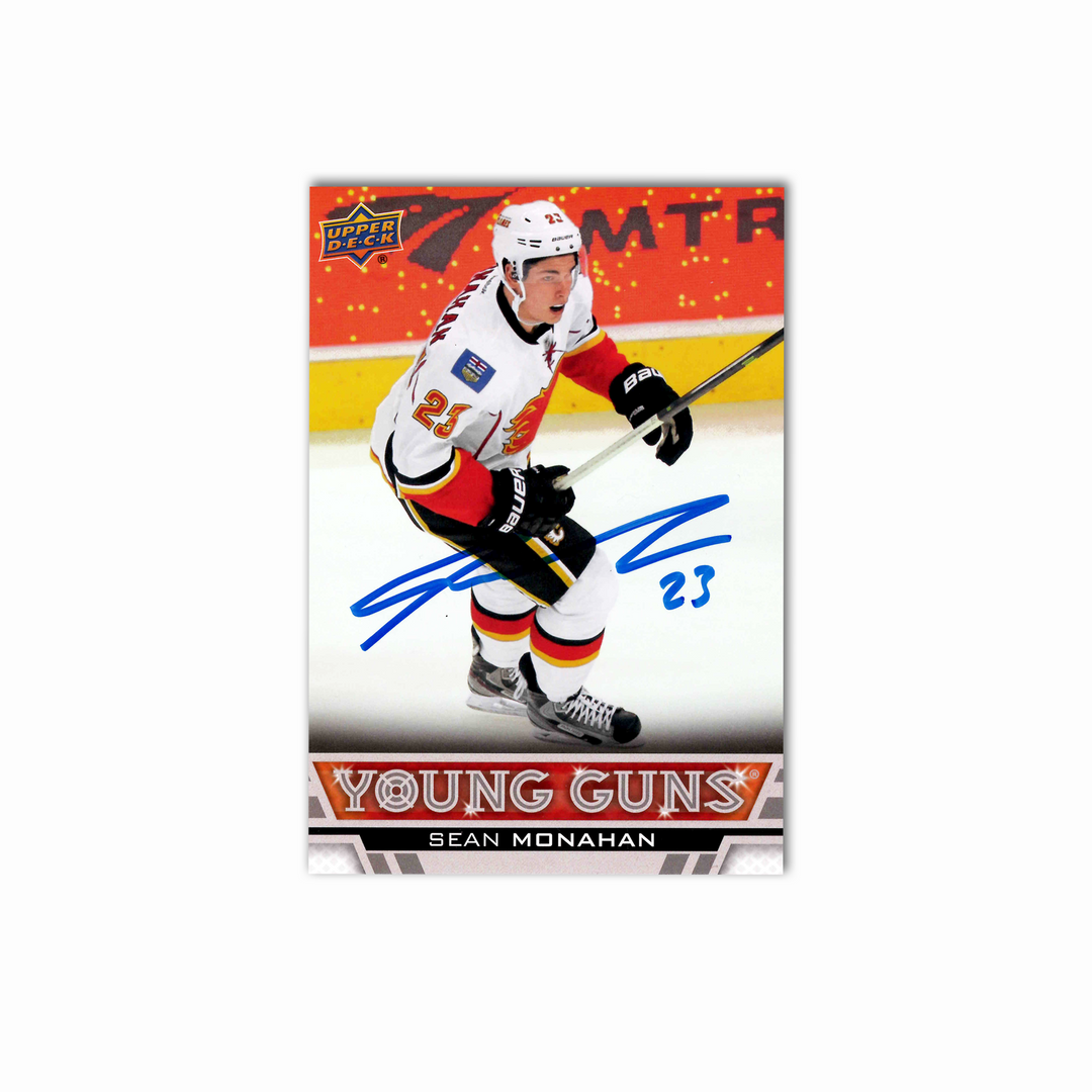 Sean Monahan Autographed Calgary Flames Jumbo Young Guns Hockey Card