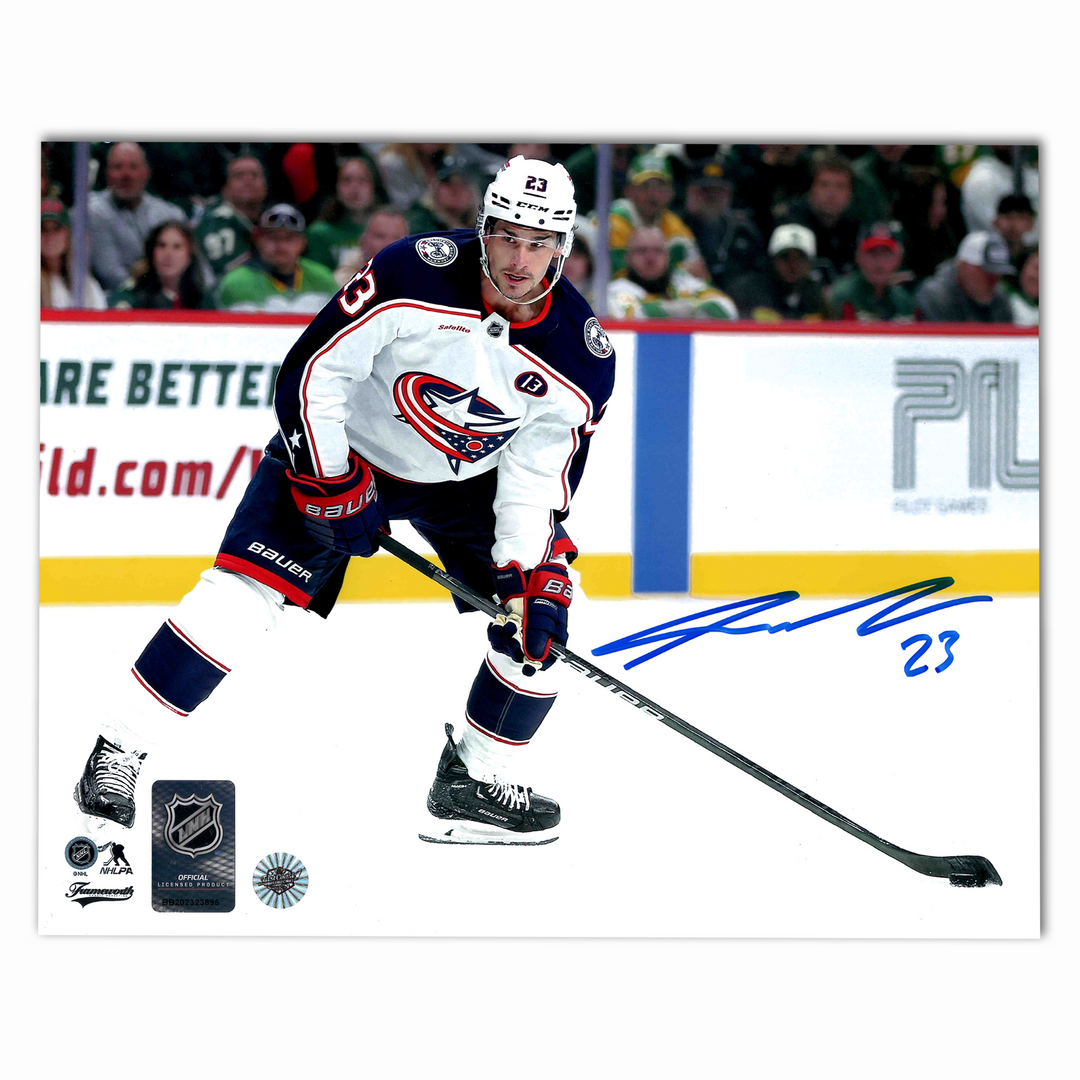 Sean Monahan Autographed Columbus Blue Jackets Away 8x10 Horizontal Photo