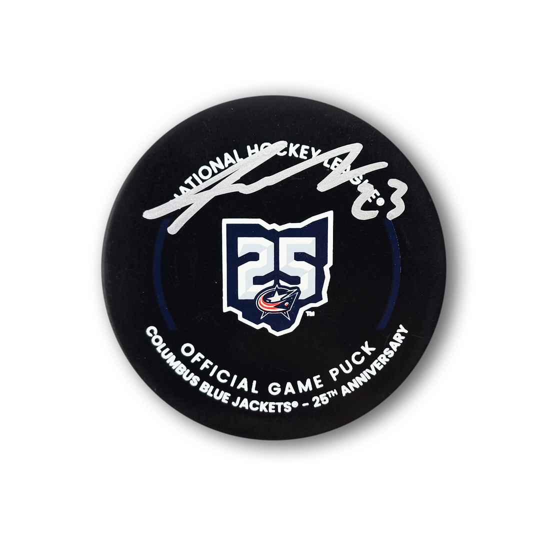 Sean Monahan Autographed Columbus Blue Jackets 25th Anniversary Official Hockey Puck