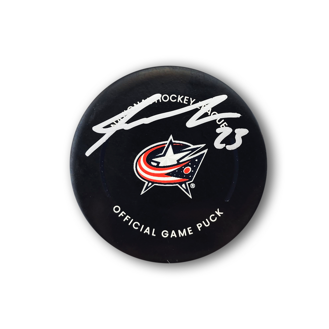 Sean Monahan Autographed Columbus Blue Jackets Official Hockey Puck