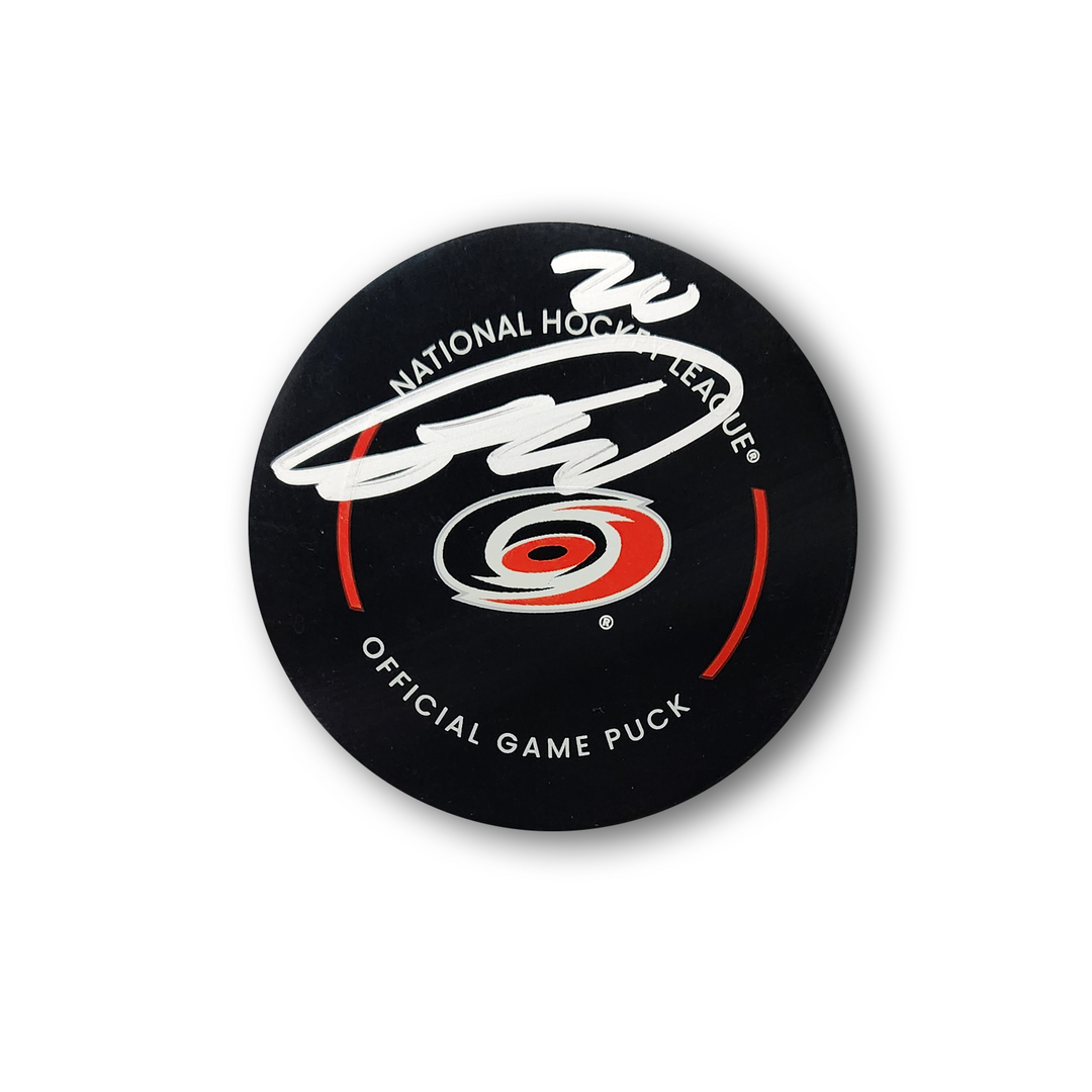 Sebastian Aho Autographed Carolina Hurricanes Official Hockey Puck