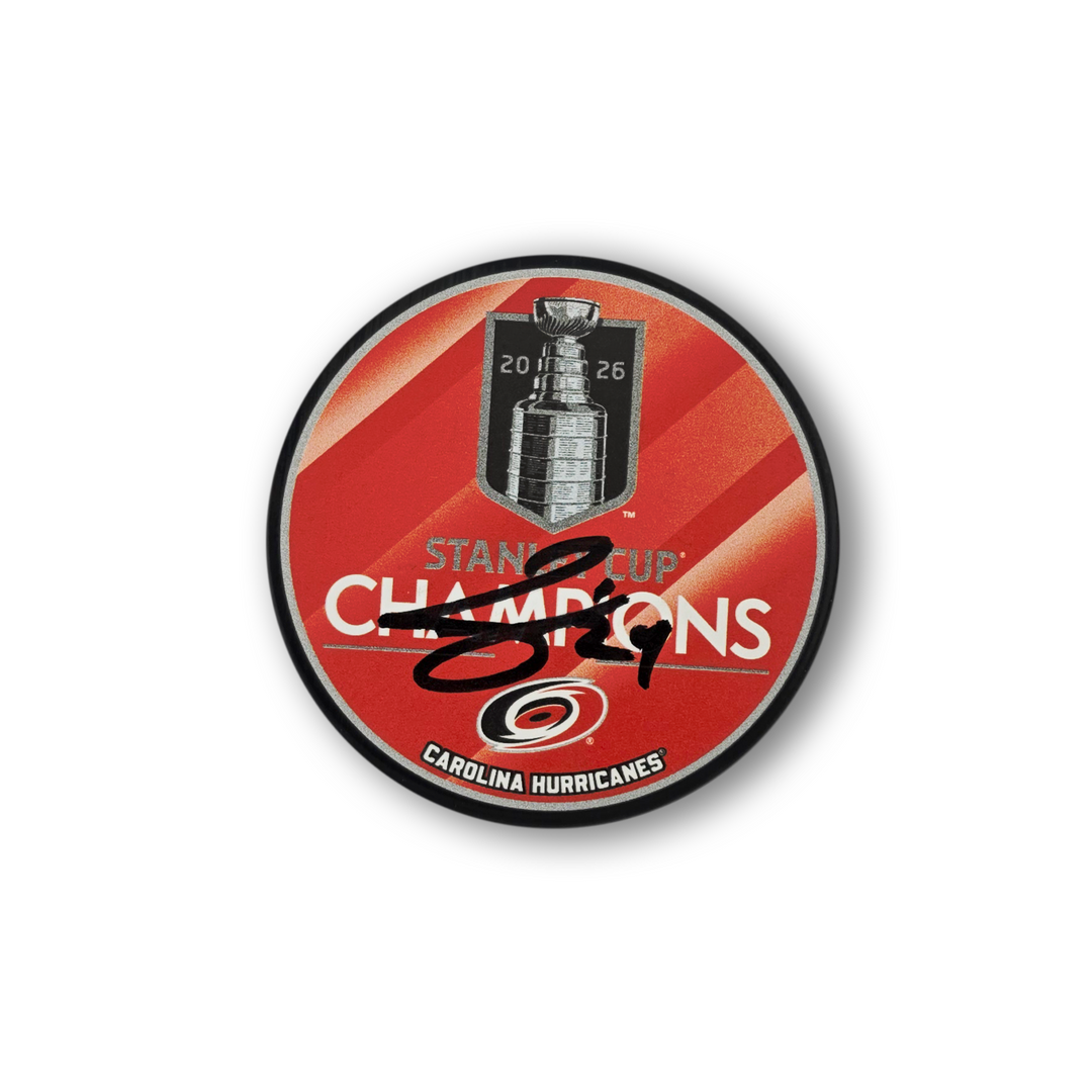 Seth Jarvis Autographed Carolina Hurricanes 2026 Stanley Cup Hockey Puck