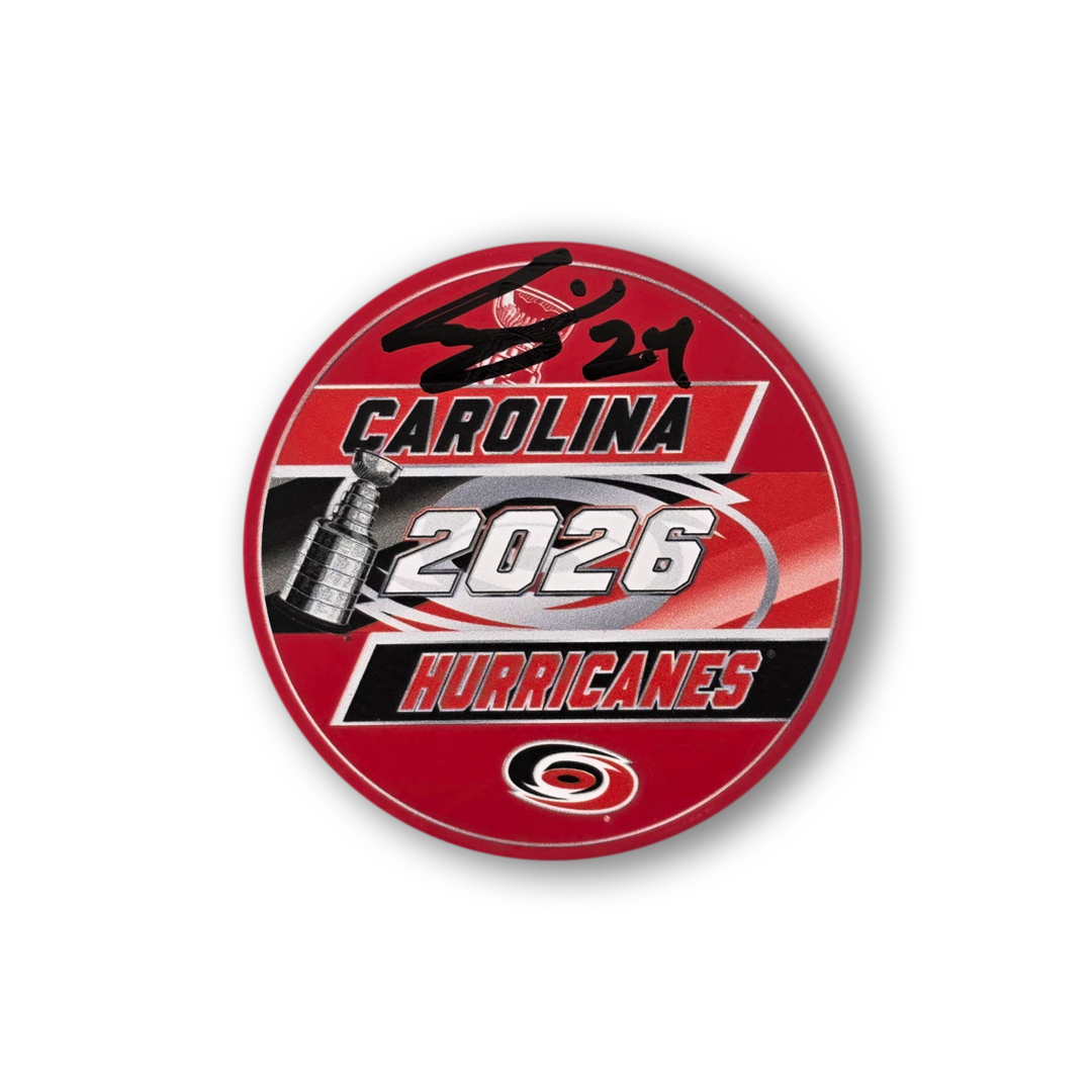 Seth Jarvis Autographed Carolina Hurricanes 2026 Stanley Cup Hockey Puck (2)