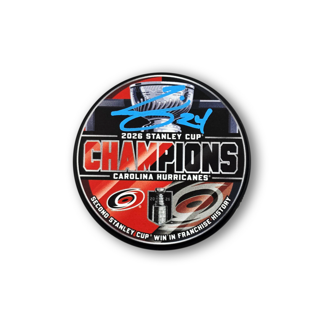 Seth Jarvis Autographed Carolina Hurricanes 2026 Stanley Cup Hockey Puck (3)