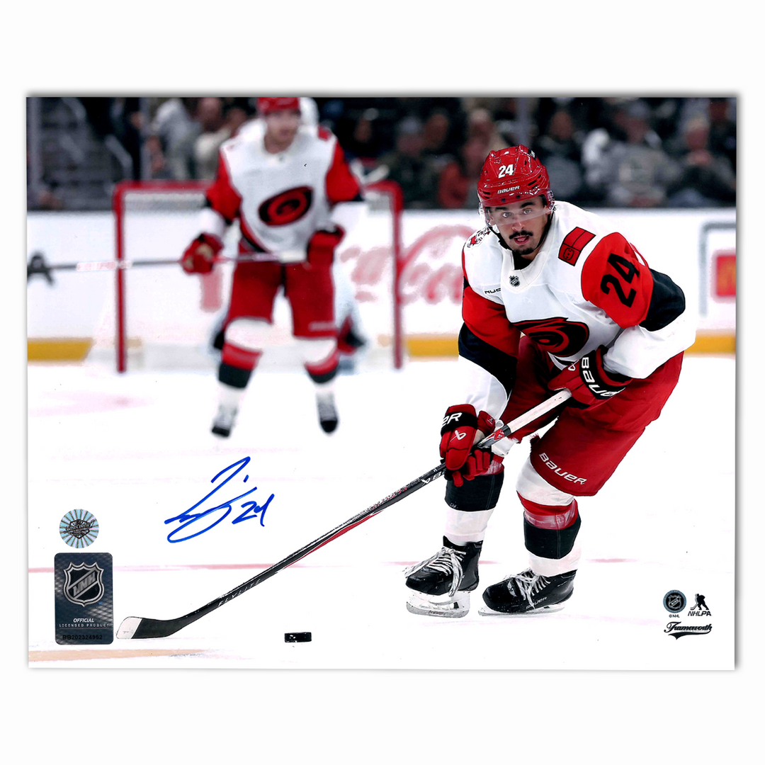 Seth Jarvis Autographed Carolina Hurricanes Away Horizontal 8x10 Photo