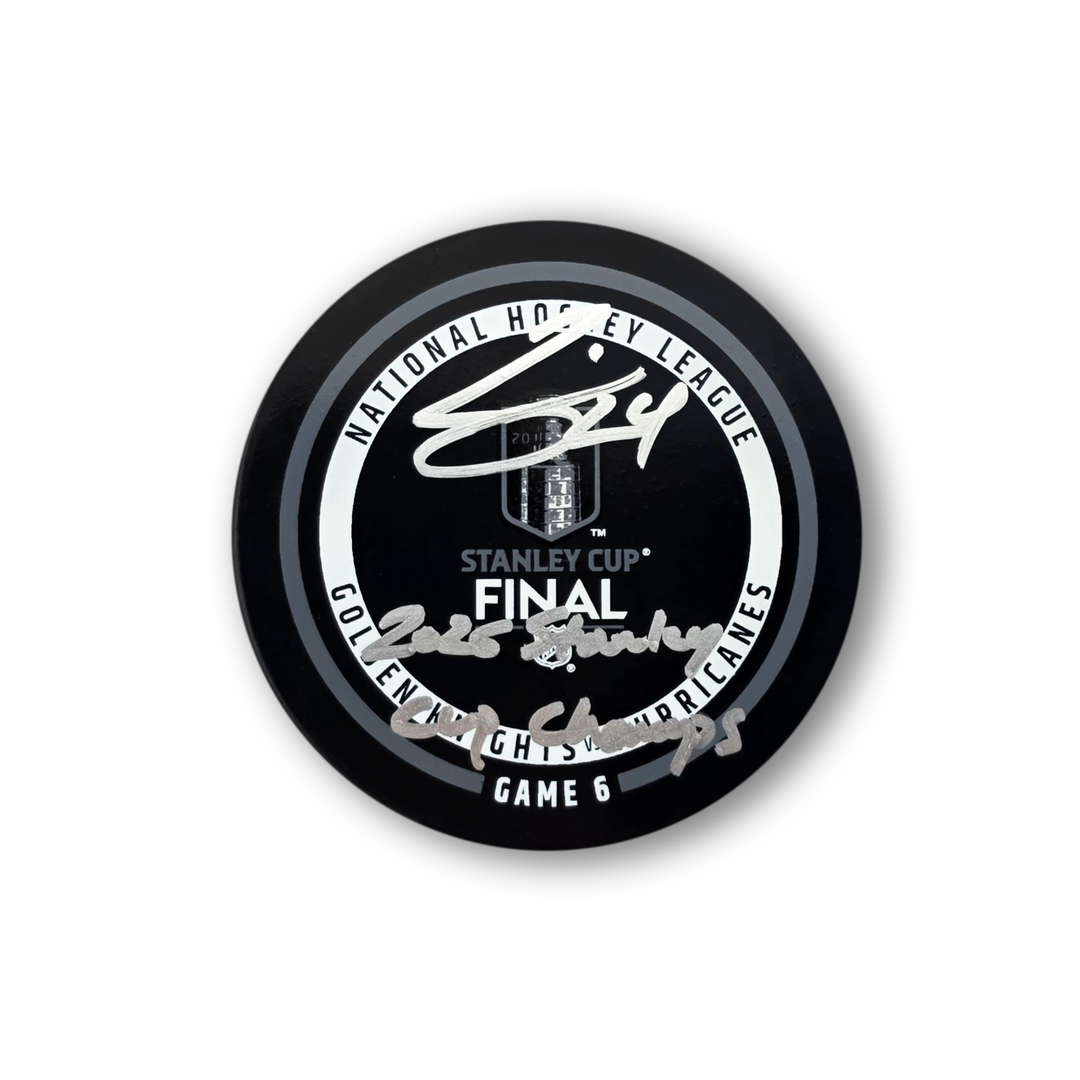 Seth Jarvis Autographed Carolina Hurricanes Official Game 6 Hockey Puck Inscribed