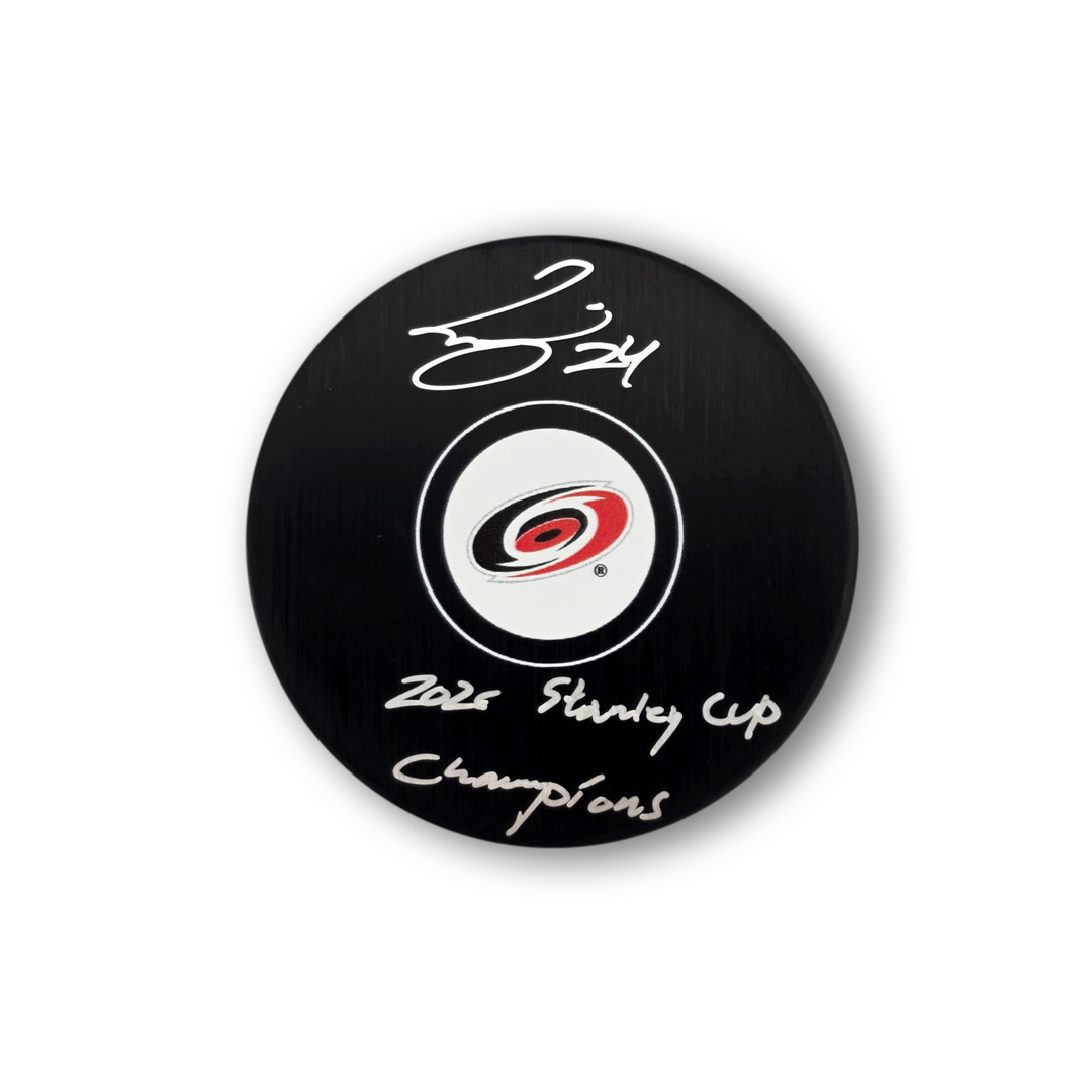 Seth Jarvis Autographed Carolina Hurricanes Hockey Puck Inscribed 2026 Cup