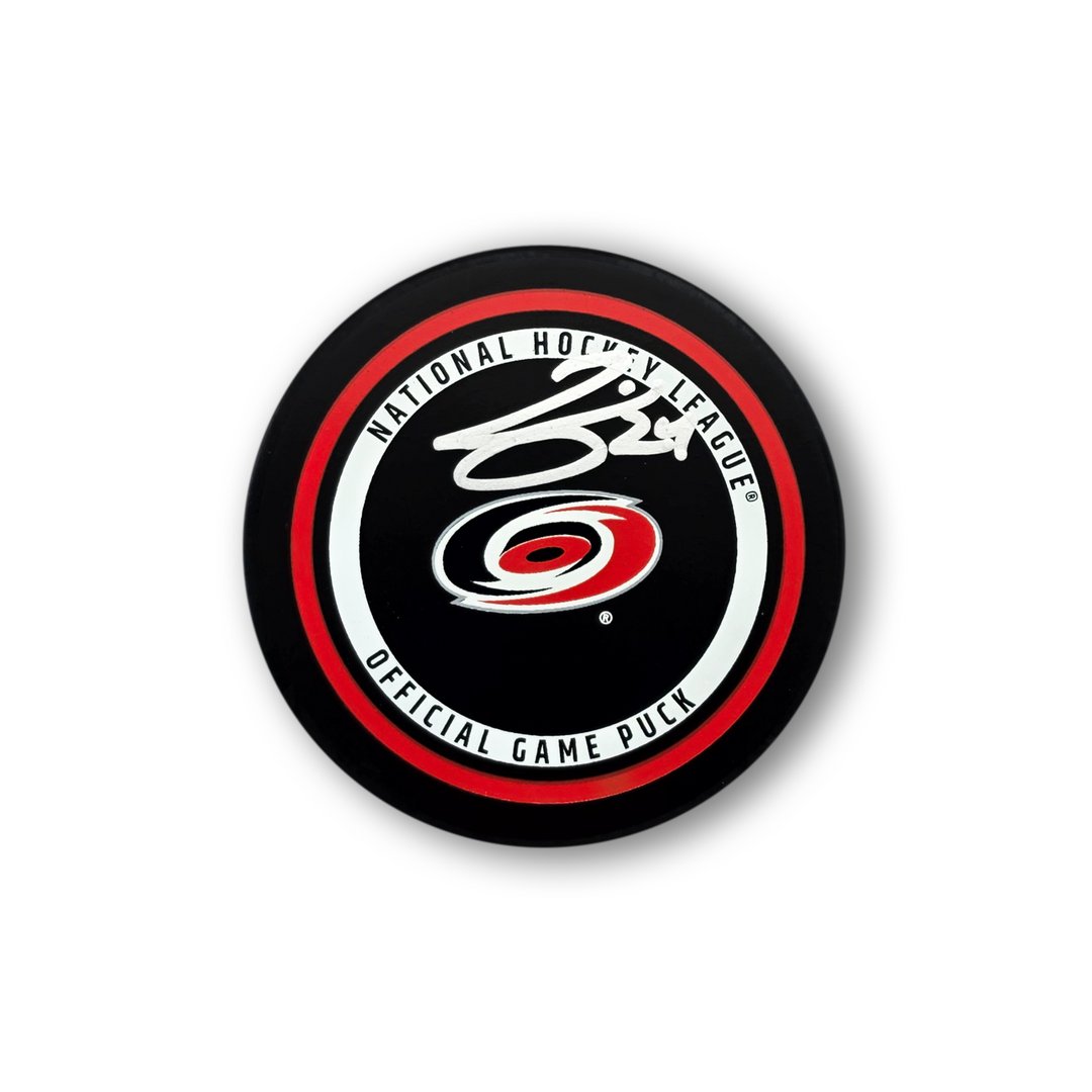 Seth Jarvis Autographed Carolina Hurricanes Official Hockey Puck