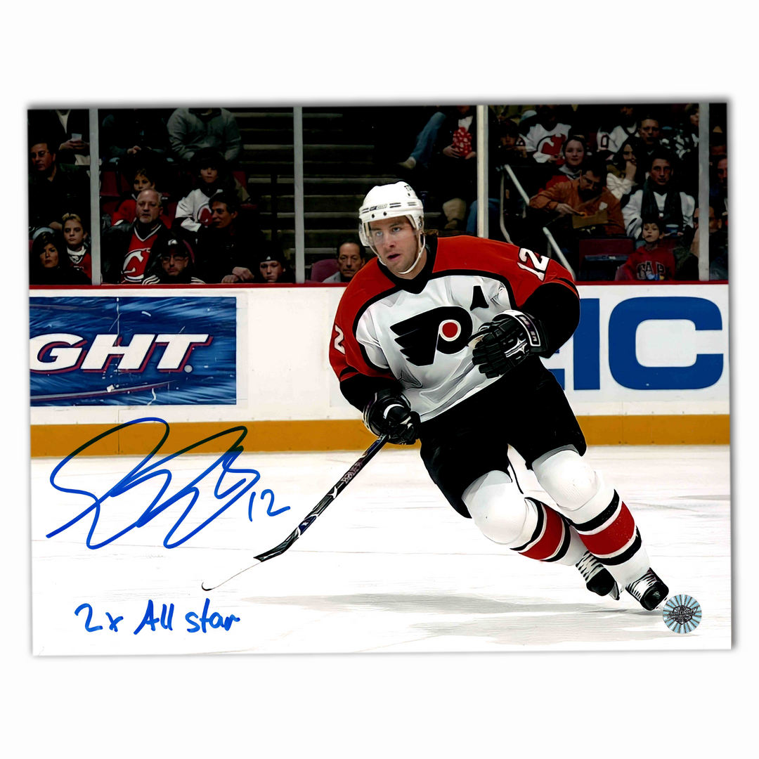 Simon Gagne Autographed Philadelphia Flyers Away Horizontal 8x10 Photo