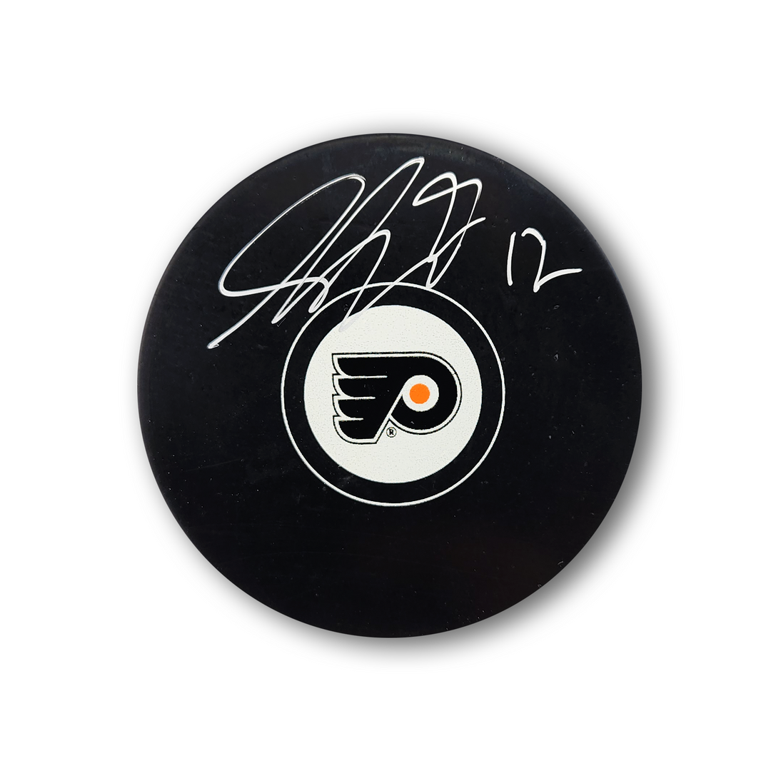 Simon Gagne Autographed Philadelphia Flyers Hockey Puck