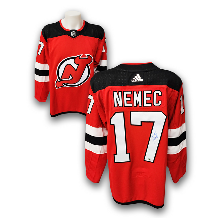 Simon Nemec Autographed New Jersey Devils Home Adidas Jersey