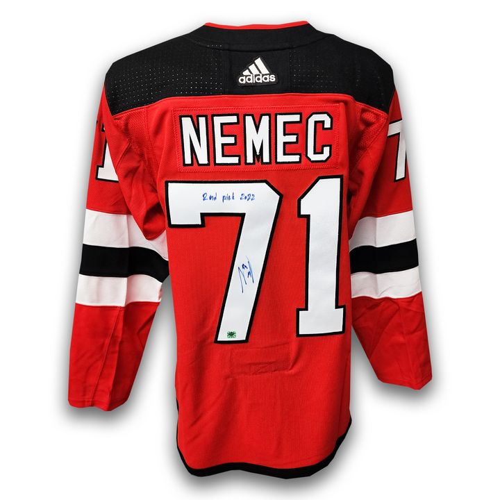 Simon Nemec Autographed New Jersey Devils Home Adidas Jersey Inscribed 2nd Pick
