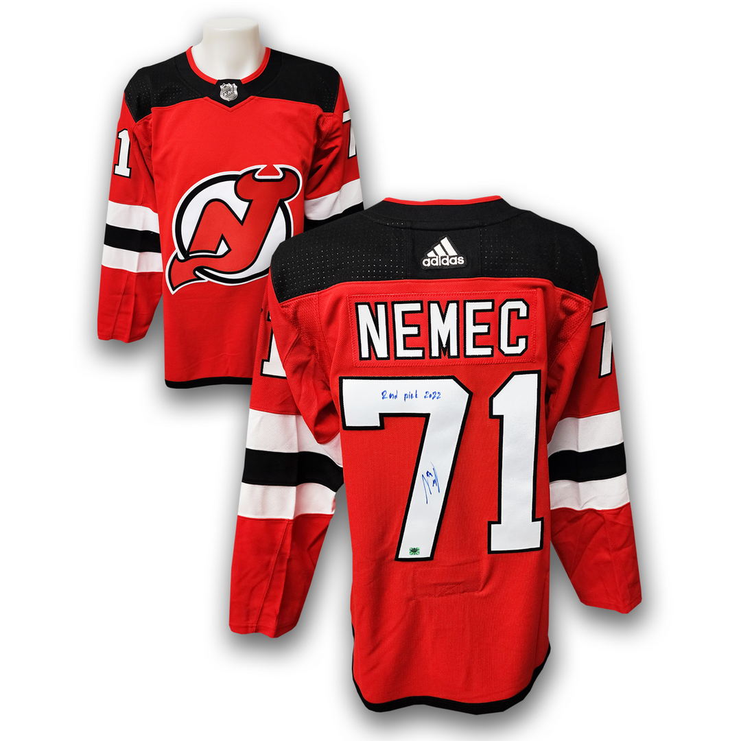 Simon Nemec Autographed New Jersey Devils Home Adidas Jersey Inscribed 2nd Pick