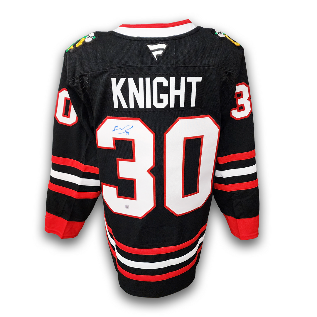 Spencer Knight Autographed Chicago Black Hawks Alternate Fanatics Premium Jersey