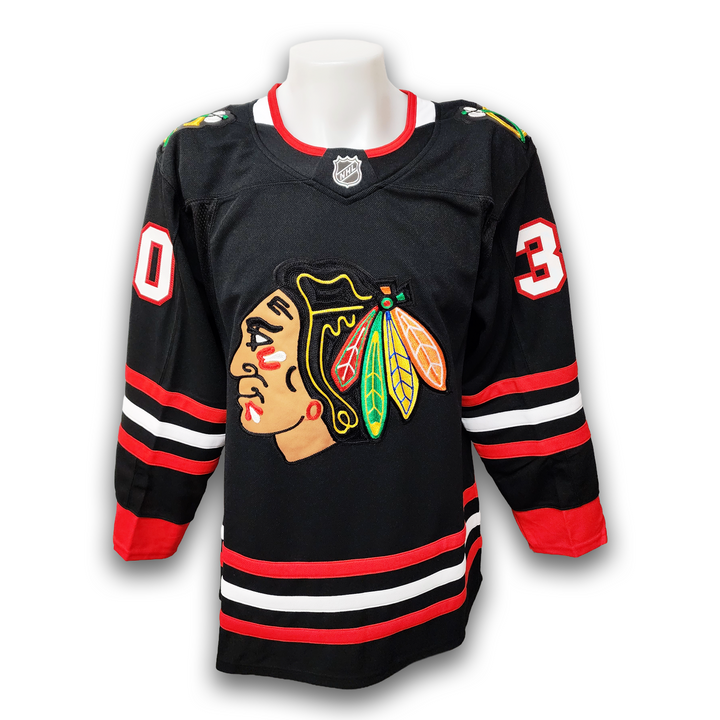 Spencer Knight Autographed Chicago Black Hawks Alternate Fanatics Premium Jersey