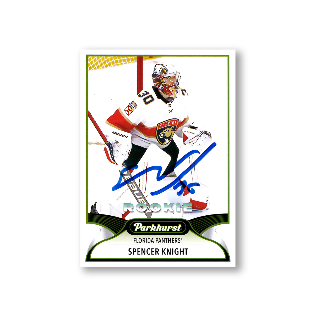 Spencer Knight Autographed Florida Panthers 2021-22 Parkhurst Rookie Hockey Card #327