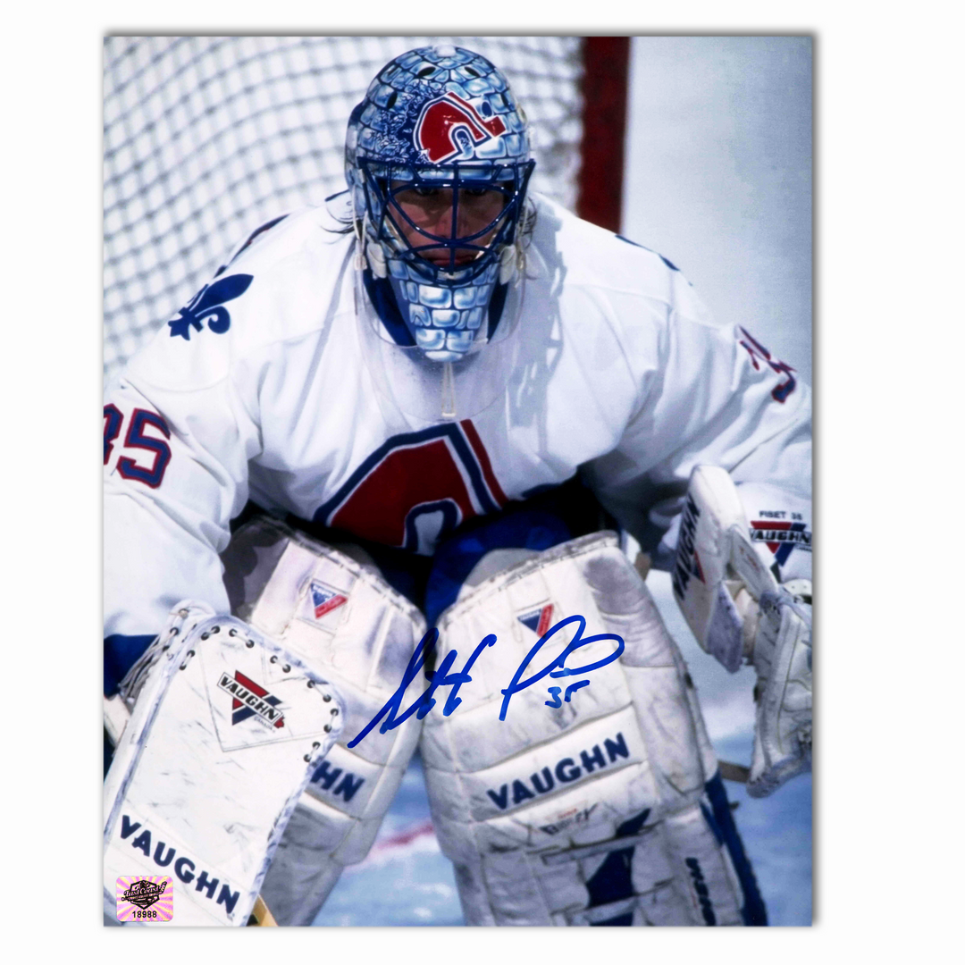 Stephane Fiset Autographed Quebec Nordiques Away 8x10 Photo