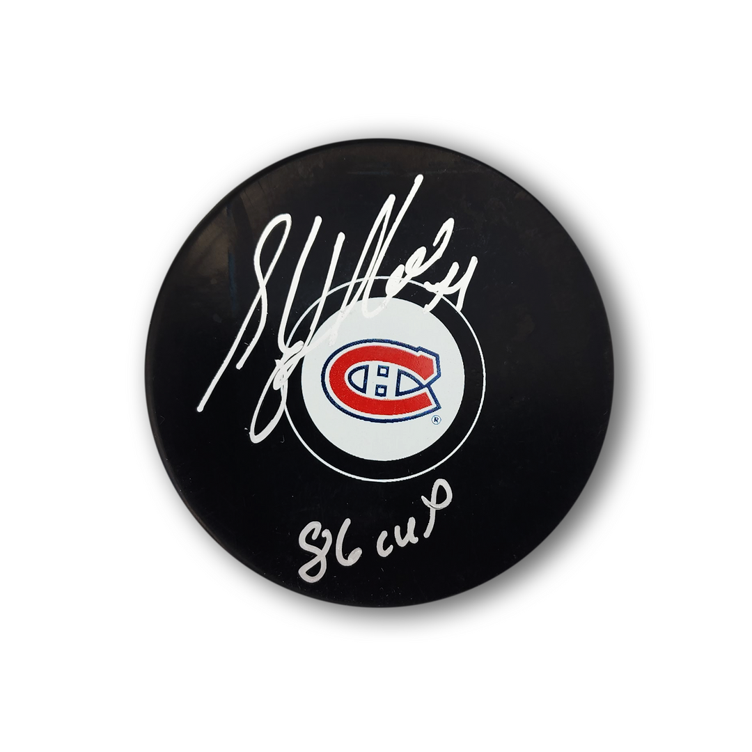 Stephane Richer Autographed Montreal Canadiens Hockey Puck Inscribed 86   Cup