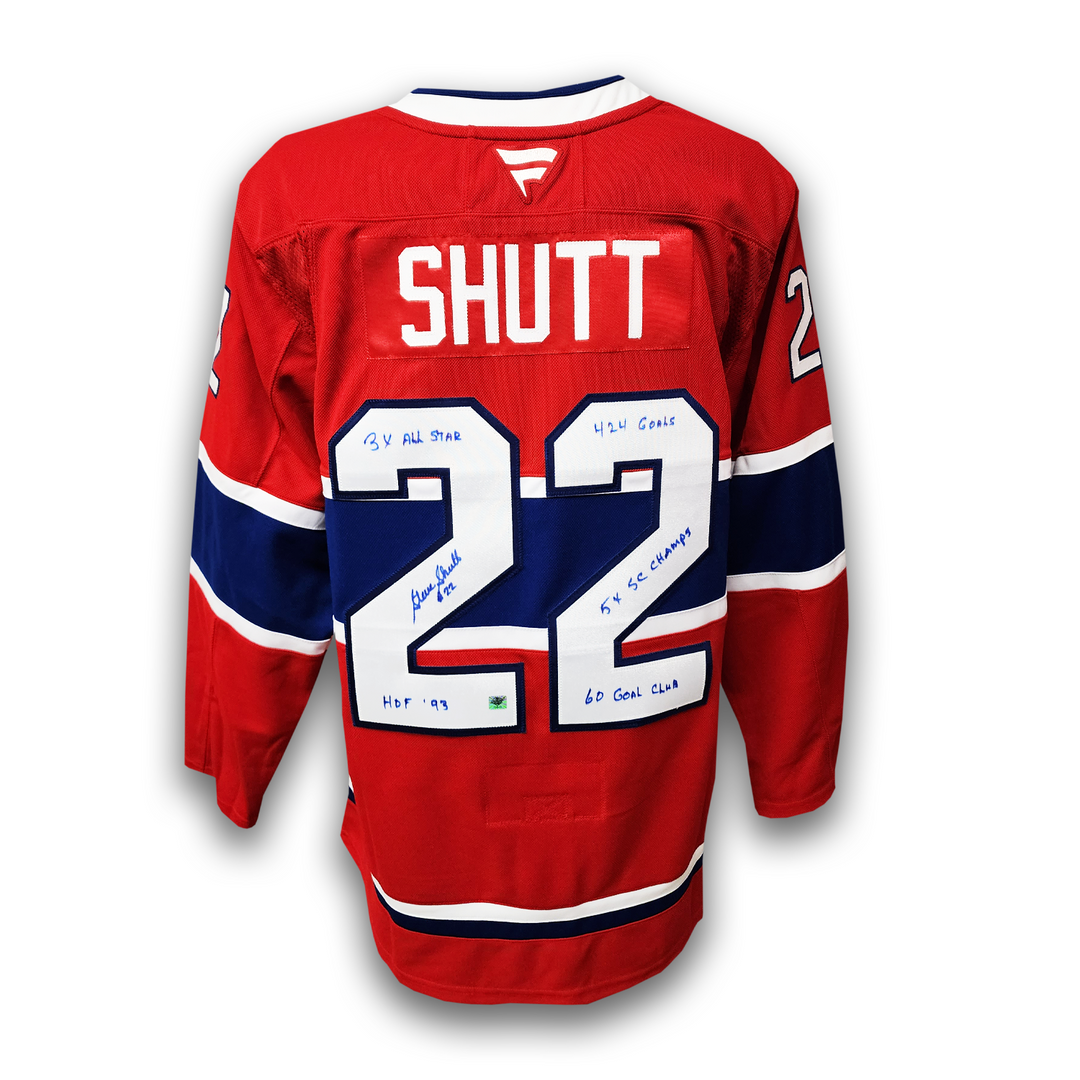 Steve Shutt Autographed Montreal Canadiens Fanatics Premium Jersey Career Inscriptions