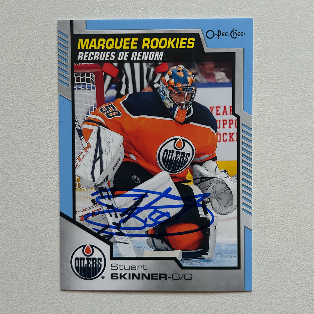 2020-21 OPC Marquee Blue #631 STUART SKINNER Autographed Rookie Card