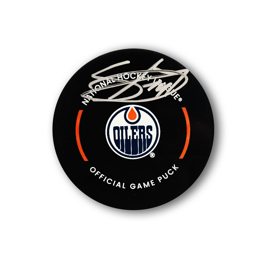 Stuart Skinner Edmonton Oilers Autographed Official Hockey Puck