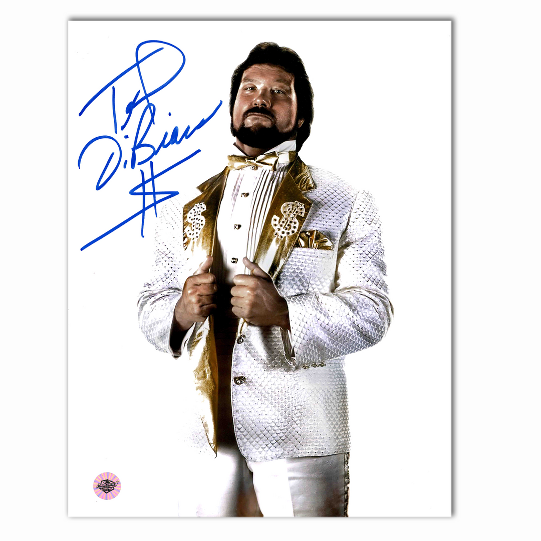 Ted Dibiase "Million Dollar Man" Autographed WWE White Suite 8x10 Photo
