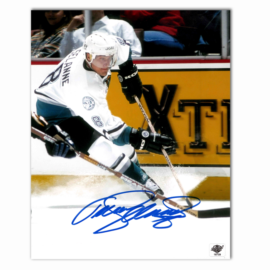 Teemu Selanne Autographed Mighty Ducks White 8x10 Photo