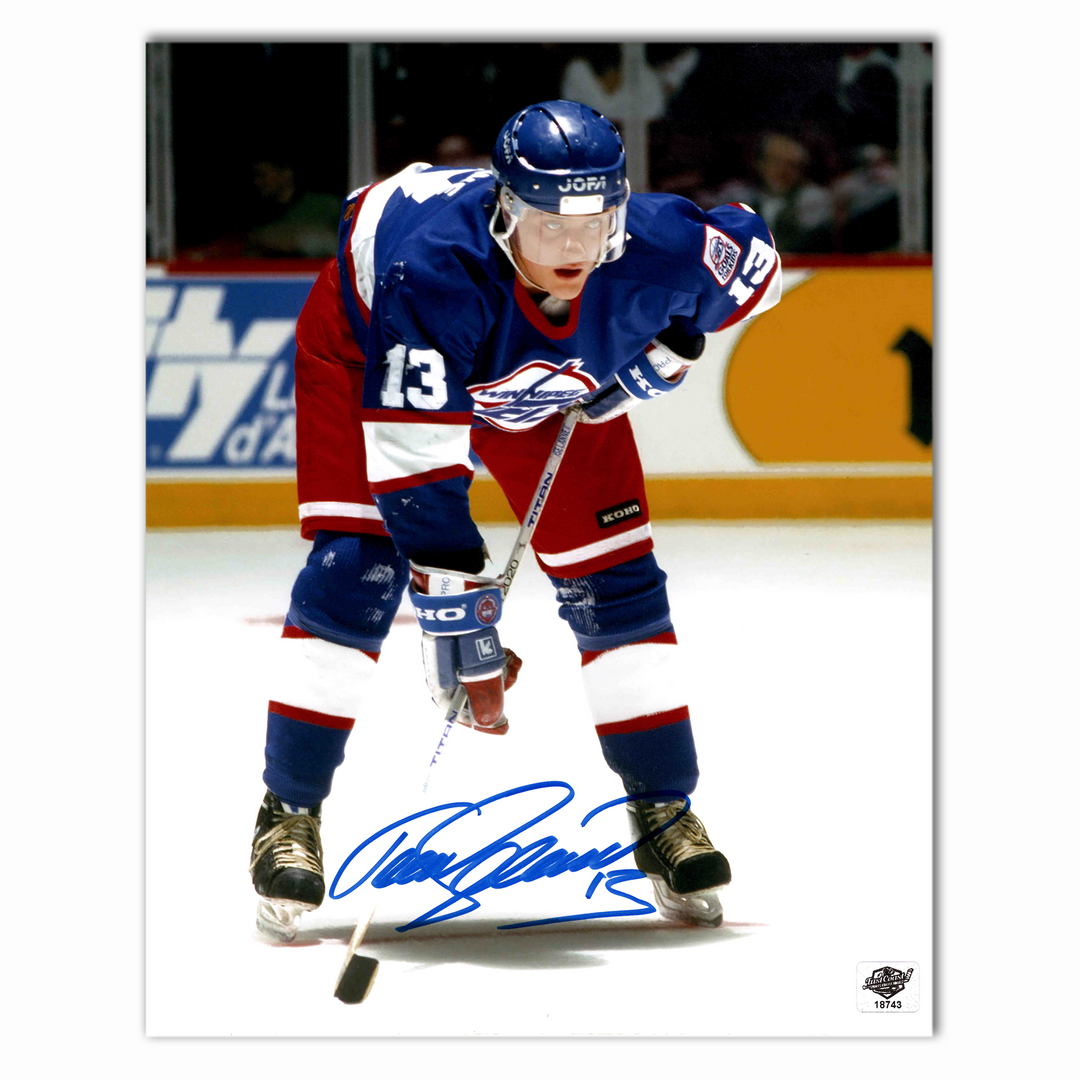 Teemu Selanne Autographed Winnipeg Jets Blue 8x10 Vertical Photo