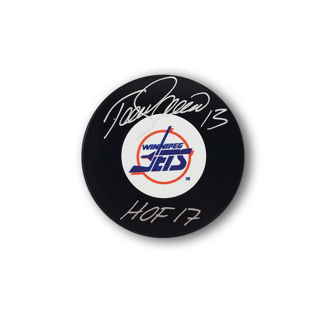 Teemu Selanne Autographed Winnipeg Jets Hockey Puck Inscribed HOF 17