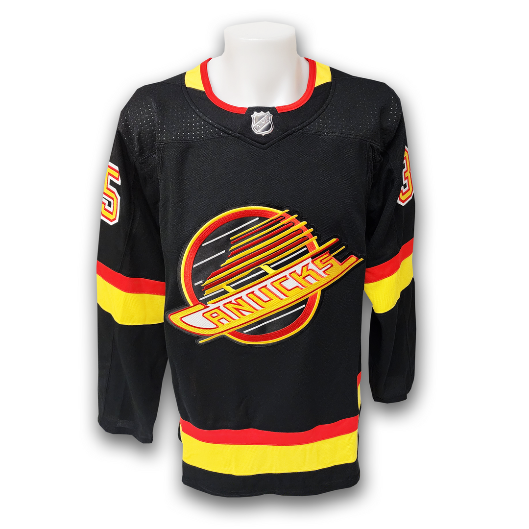 Thatcher Demko Autographed Vancouver Canucks Black Flying Skate Adidas Jersey