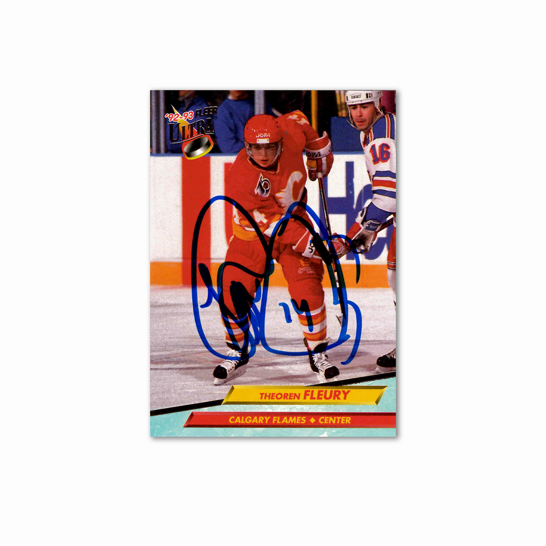 Theo Fleury Autographed Calgary Flames Fleer Ultra 