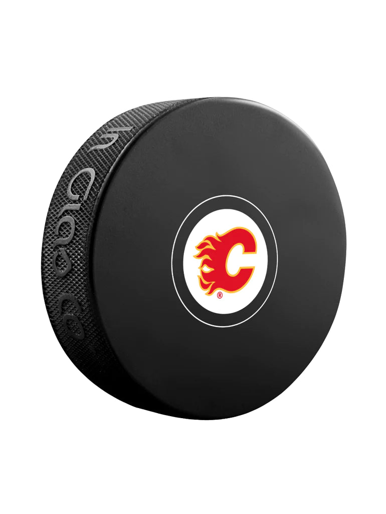 Pre-Order - Theo Fleury Autographed Calgary Flames Hockey Puck