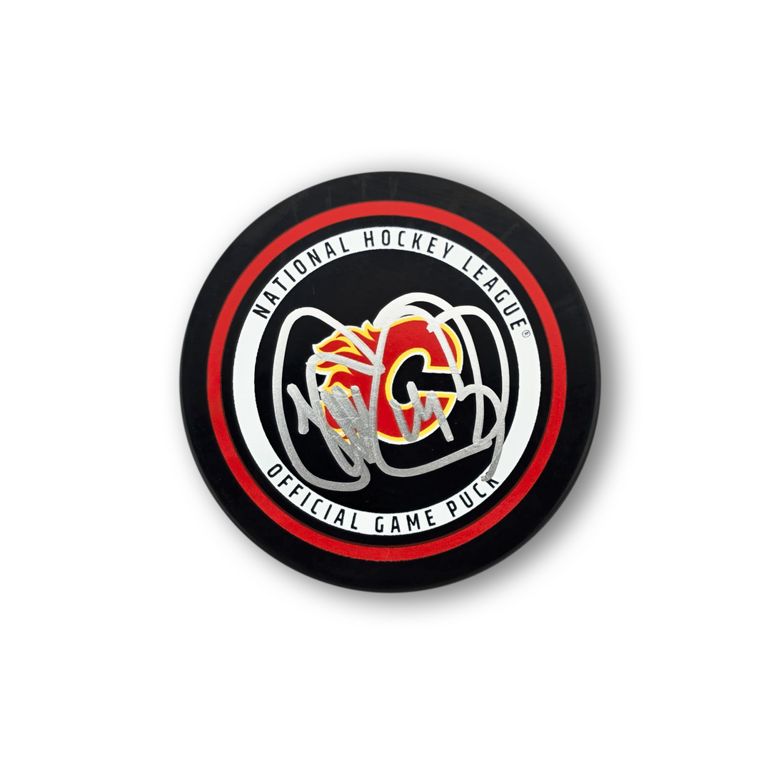 Theo Fleury Autographed Calgary Flames Official Hockey Puck