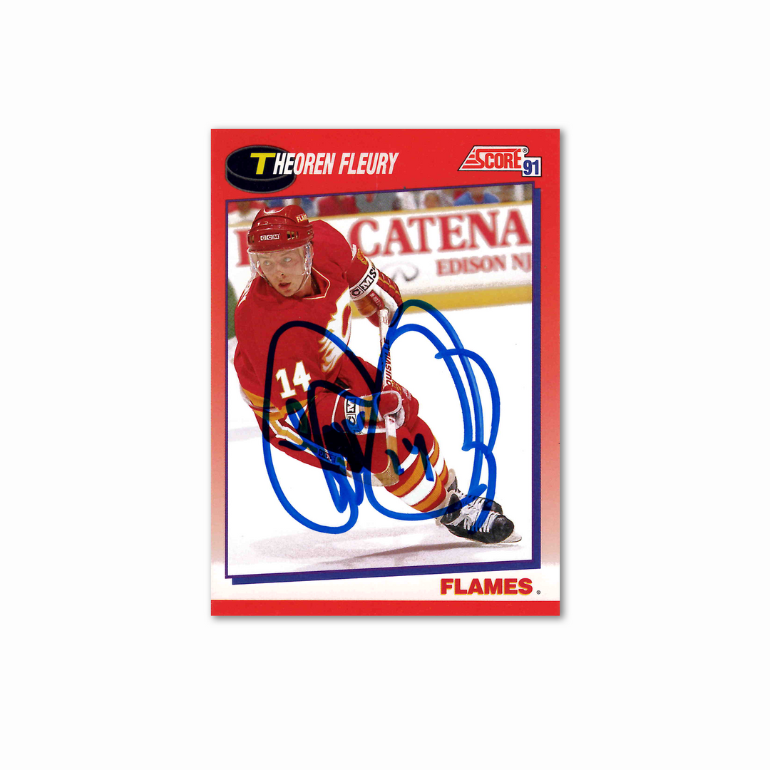 Theo Fleury Autographed Calgary Flames Score 