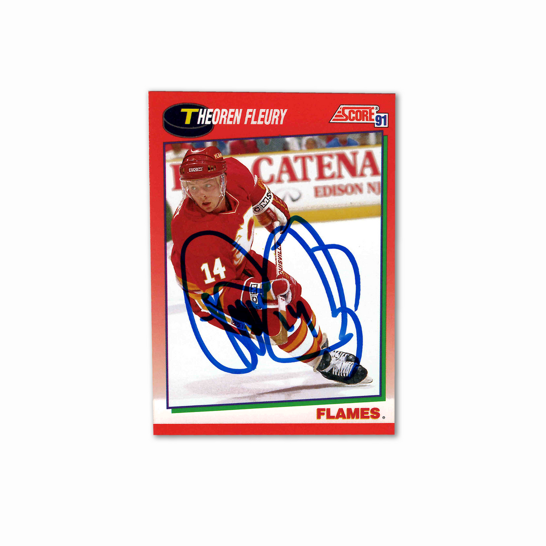 Theo Fleury Autographed Calgary Flames Score 