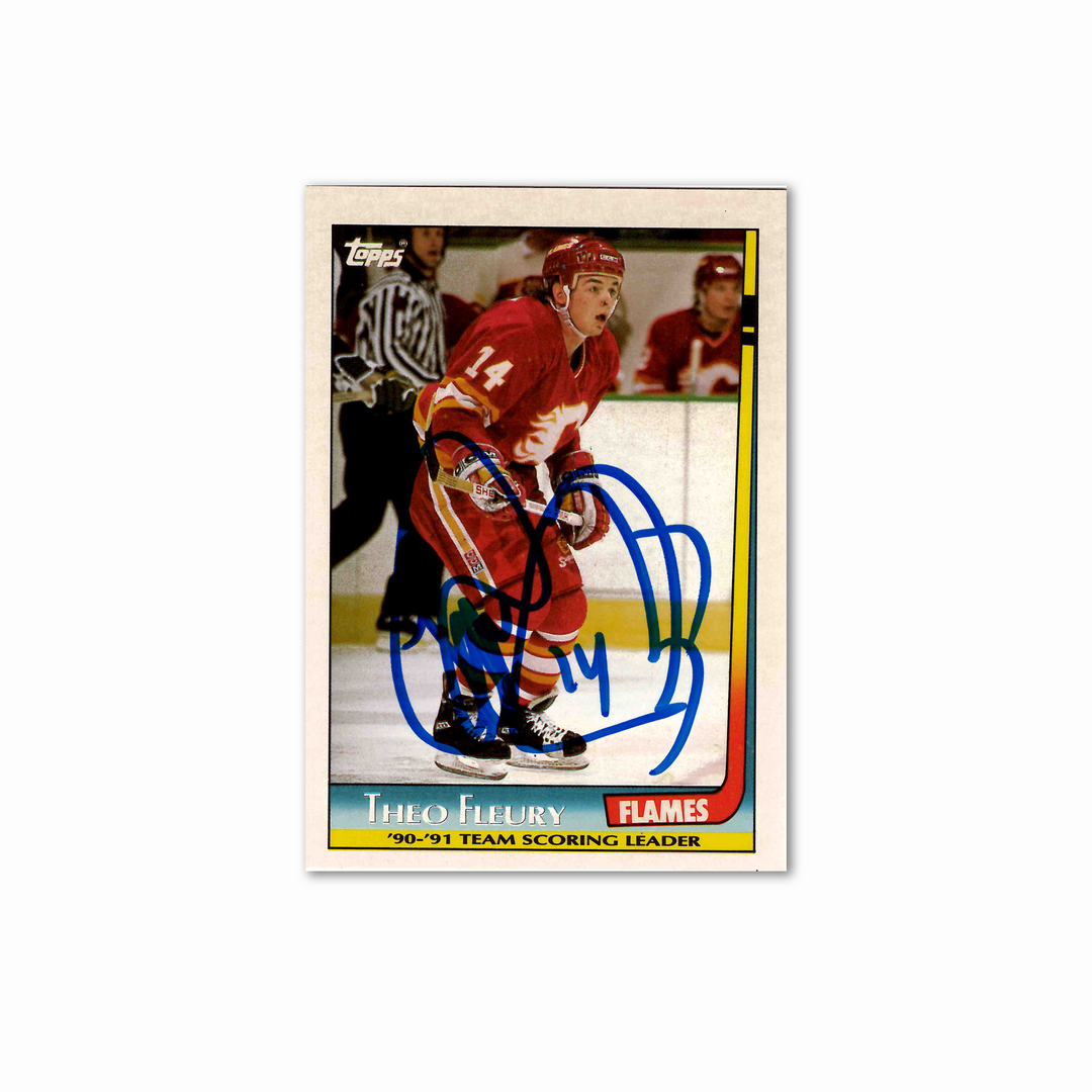 Theo Fleury Autographed Calgary Flames Topps 