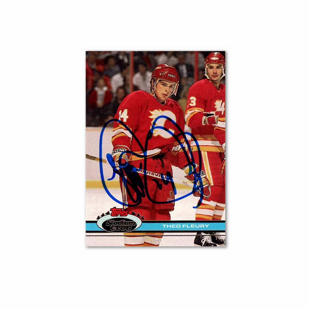 Theo Fleury Autographed Calgary Flames Topps Stadium Club 