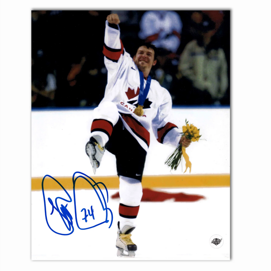 Pre-Order - Theo Fleury Autographed Team Canada Celebration 8x10 Photo