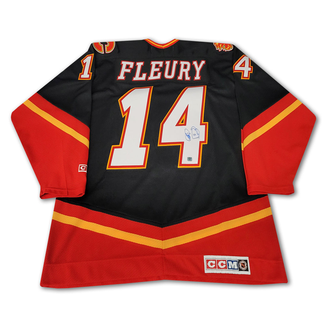 Theo Fleury Calgary Flames Autographed Black Horse Head Jersey