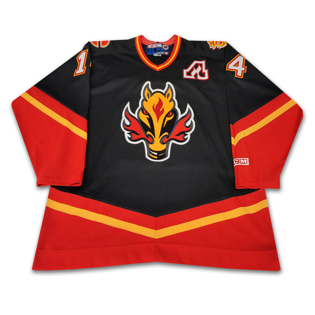 Theo Fleury Calgary Flames Autographed Black Horse Head Jersey
