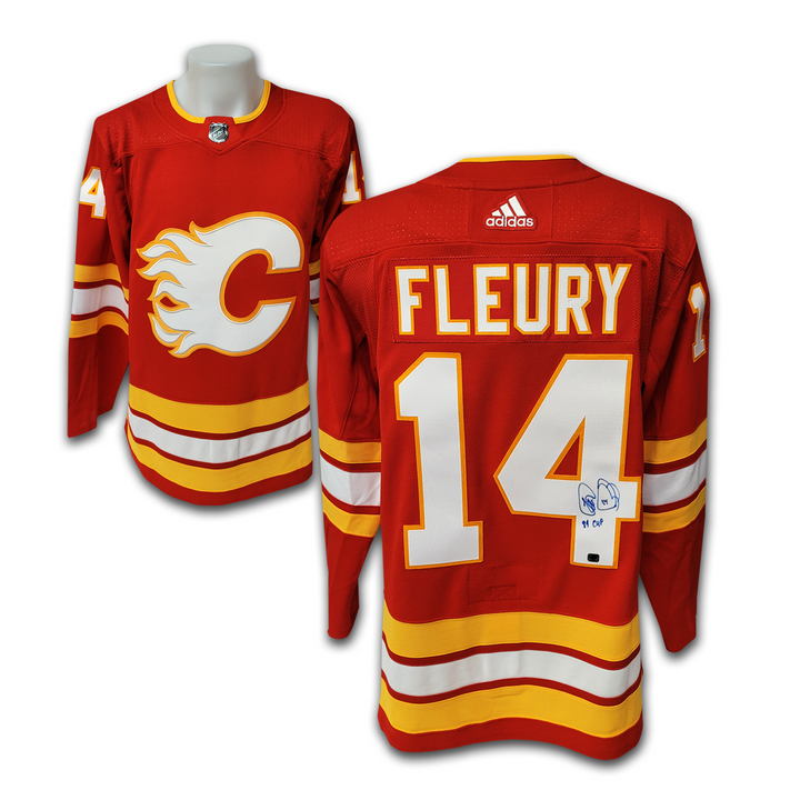 Theo Fleury Calgary Flames Red Adidas Jersey Inscribed 89 Cup