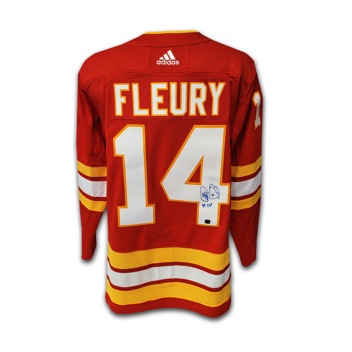 Theo Fleury Calgary Flames Red Adidas Jersey Inscribed 89 Cup
