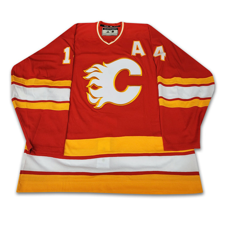 Theo Fleury Calgary Flames Autographed Red Adidas Team Classic Jersey Inscribed 3 x