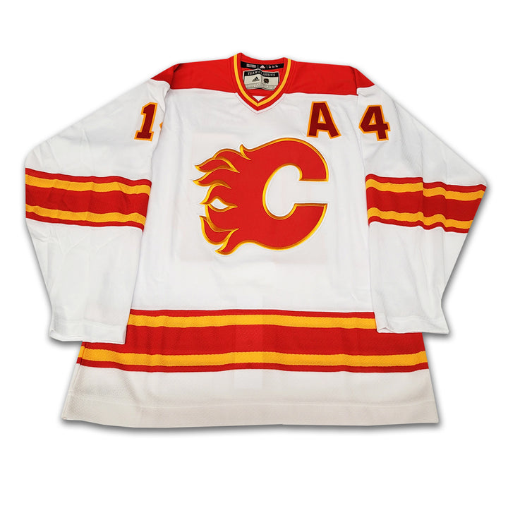 Theo Fleury Calgary Flames Autographed White Adidas Team Classic Jersey Inscribed 3 x