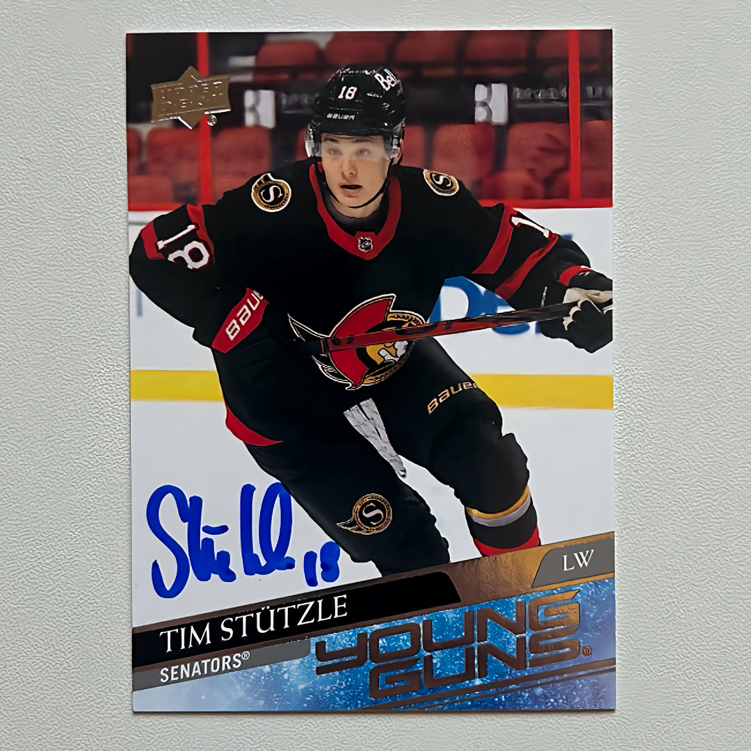 2020-21 UD Young Guns Jumbo #482 TIM STUTZLE Autographed Rookie Card