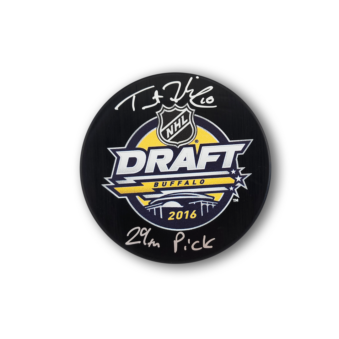 Trent Frederic Autographed 2016 NHL Draft Hockey Puck Inscribed 29th Pick
